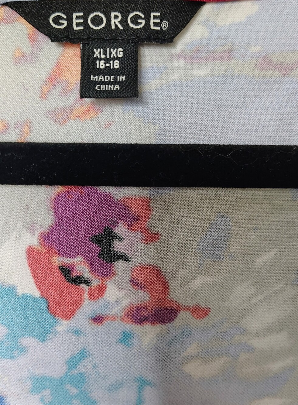 George XL Watercolor Floral Faux Wrap Tie Front Dress 3/4 Sleeve - Picture 2 of 5